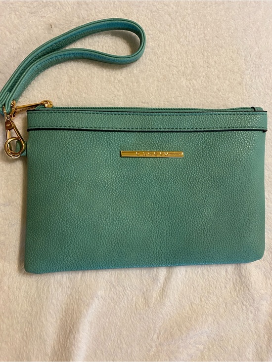 Dasein Handbags - Pebbled Teal Wristlet Clutch with Gold Accent